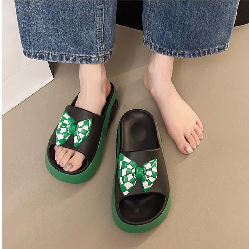 New Cute Bow Platform Slippers For Women Summer Sandals Soft EVA Thick Sole Female Indoor Outdoor Shoes Beach Street Slides