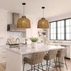 Boho Seagrass Pendant Light 13.78 Hand Woven Rattan Chandelier for Dining Living Bedroom Kitchen Farmhouse Natural Color Sustai