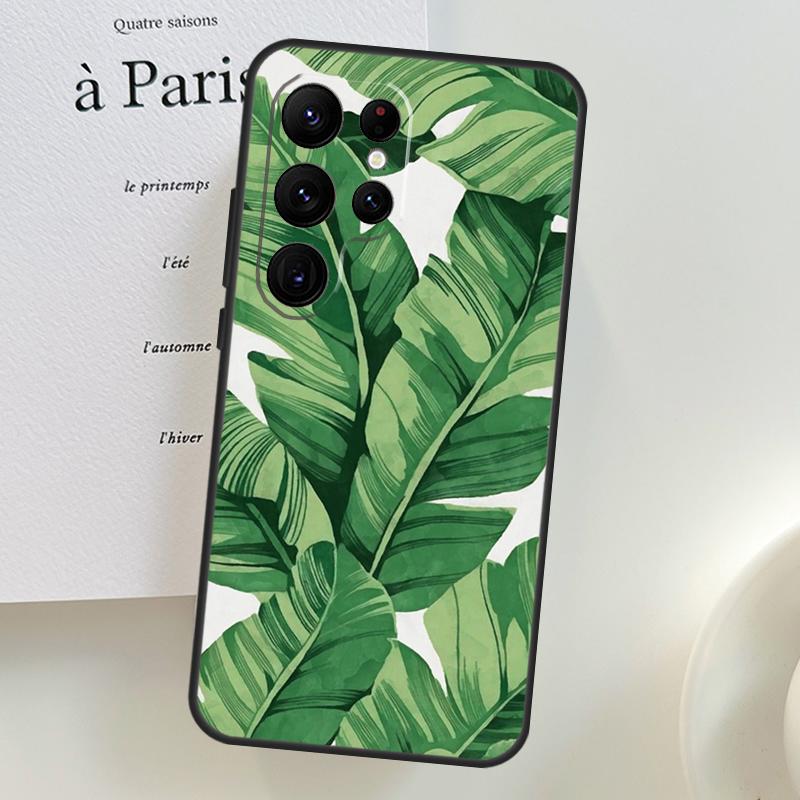 Retro Banana Leaf Plant Case For Samsung Galaxy S26 Ultra S25 S24 S23 S21 S22 Ultra S10 S20 Plus S25 FE Phone Cover