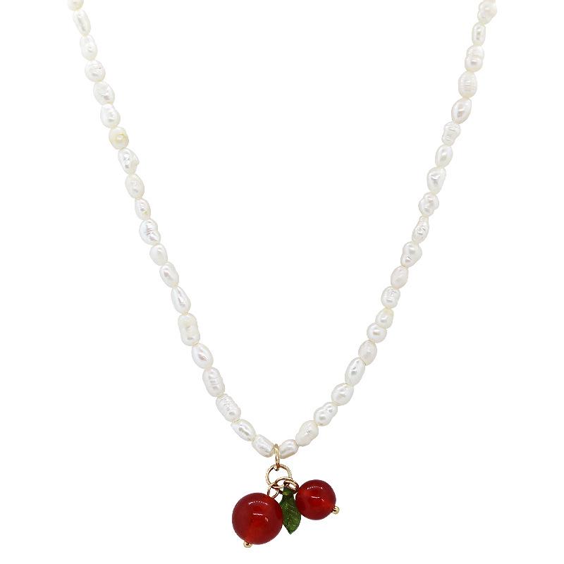 

Элегантное ожерелье из пресноводного жемчуга с подвеской в виде вишни - Простой, модный дизайн чокера для женщин