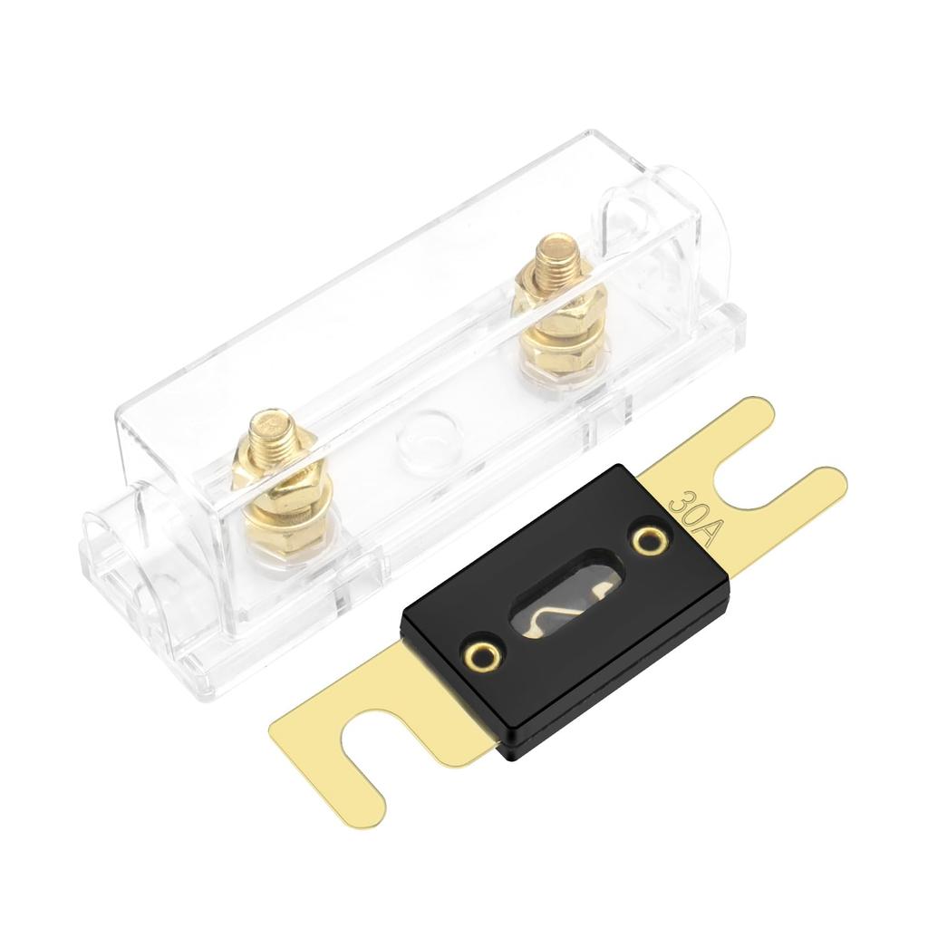 Heschen Car 30A ANL Fuse Holder with ANL Fuse Car Motorcycle Audio Subwoofer Supplies Golden Color 1 Pack