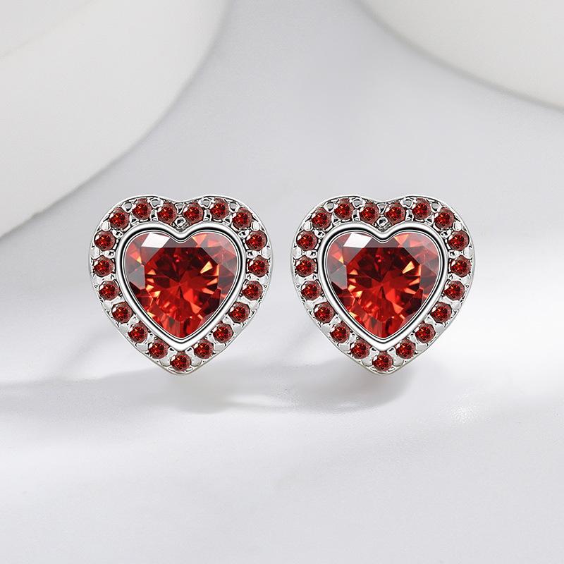 2026 Inlaid Zircon Peach Heart Earrings Women's Small Love Earrings for Your Heart, Women's Cute Heart Earrings