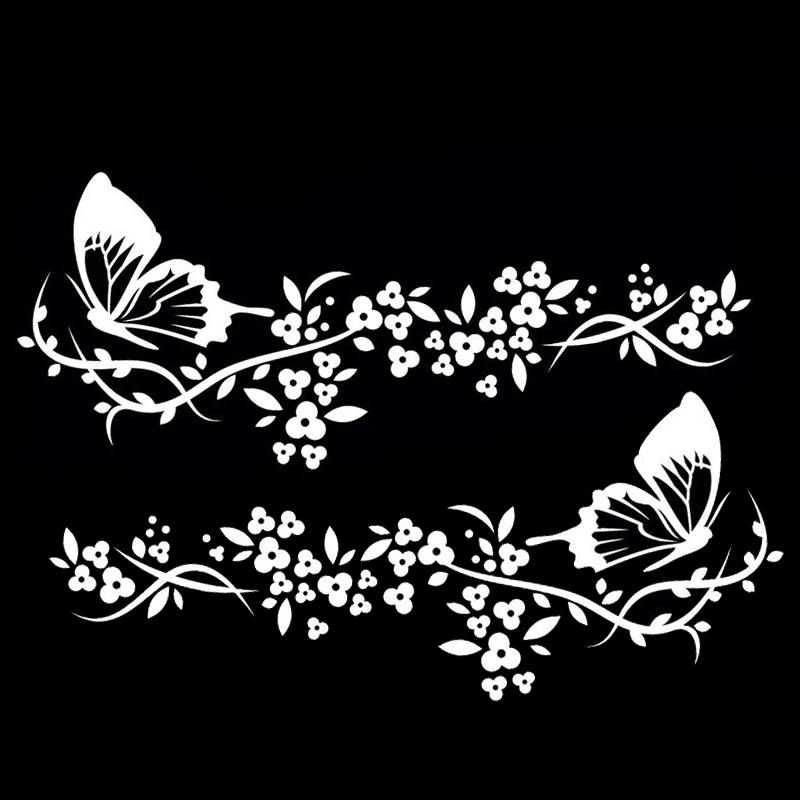 Flying Butterfly Flower Car Stickers Waterproof Auto Body Styling Decor Decals Window Vinyl Sticker Car Exterior Accessories