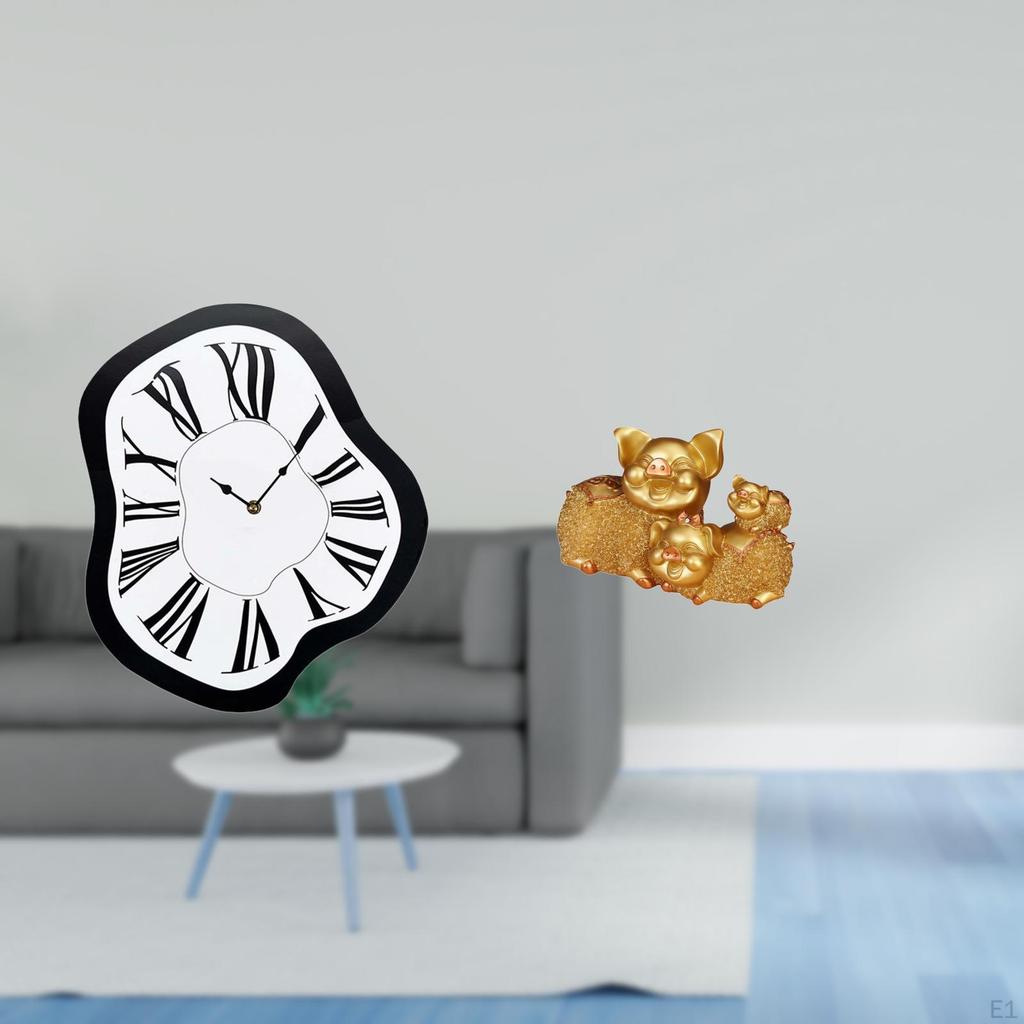 Acrylic Melting Wall Clock with Figurine Modern Creative Distorted Timepiece Resin Animal Sculpture