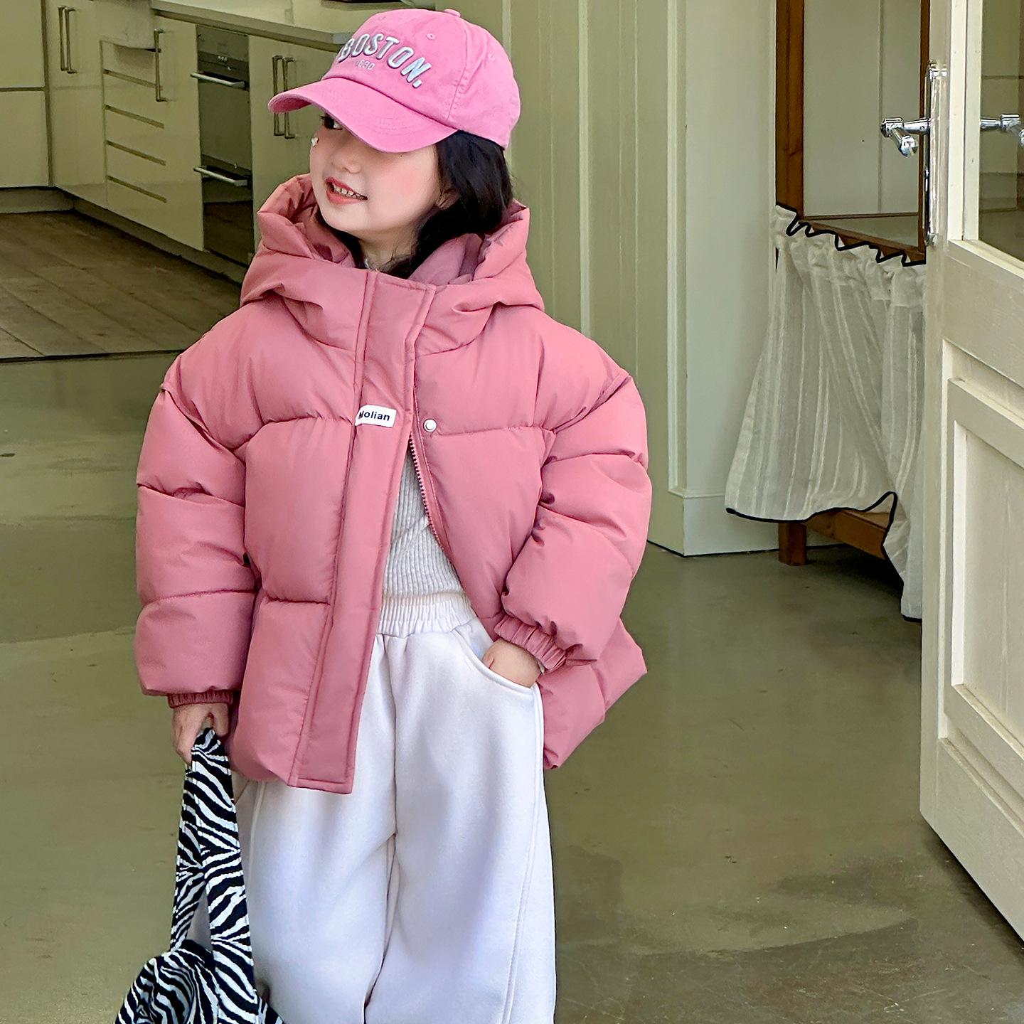 

2025 Новая девичья толстая хлопковая куртка с капюшоном – Доступна в больших, средних и малых размерах 120 cm розовый