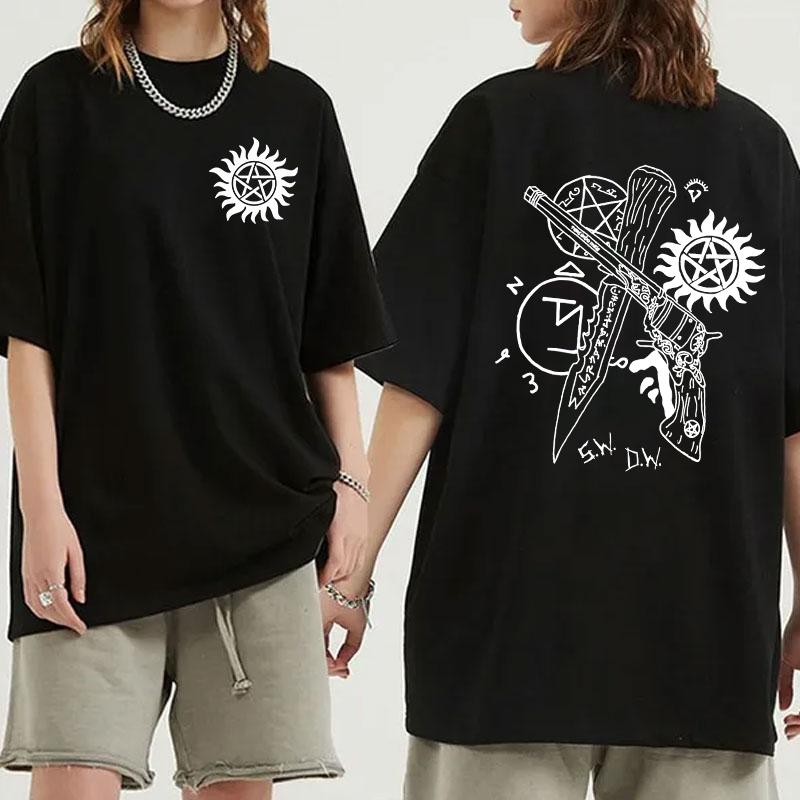 Hot TV Supernatural Print Short Sleeve T Shirts Men Women Shirts Summer Short Sleeved Male T-shirts Comfy Soft Shirts Loose Tops
