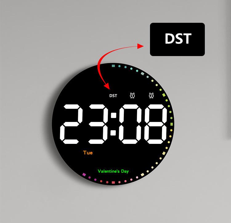 Colorful LED Dynamic Wall Clock: Perpetual Calendar & Simple Decor for Living Room