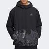 Aop Block Multicolor Windproof Fleece Lined Thermal Hooded Jacket Men's Black GT6484