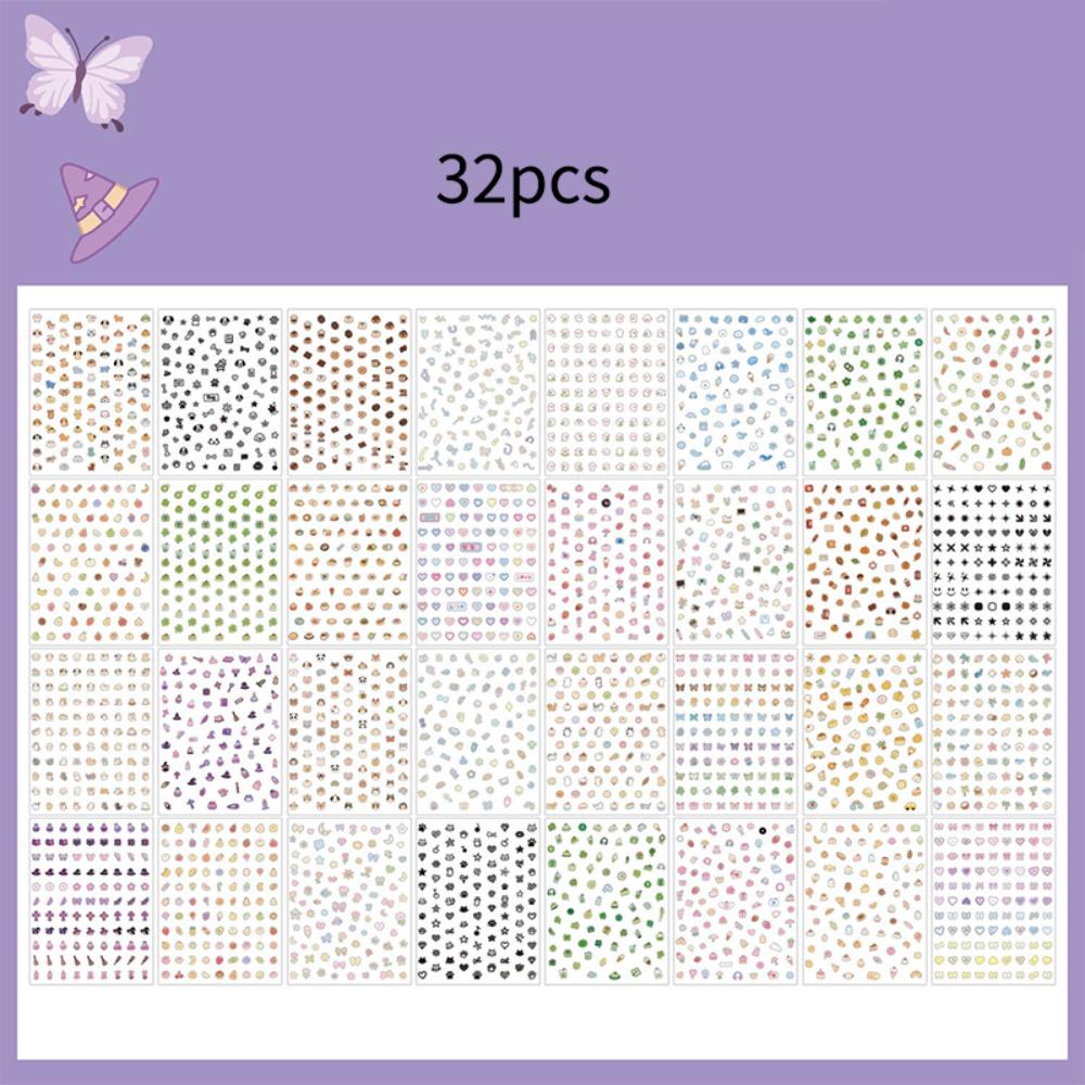 Cute Mini Nail Sticker Book Soft Cartoon Diary Stickers Embossed Self Adhesive Cup Stickers Art Decoration