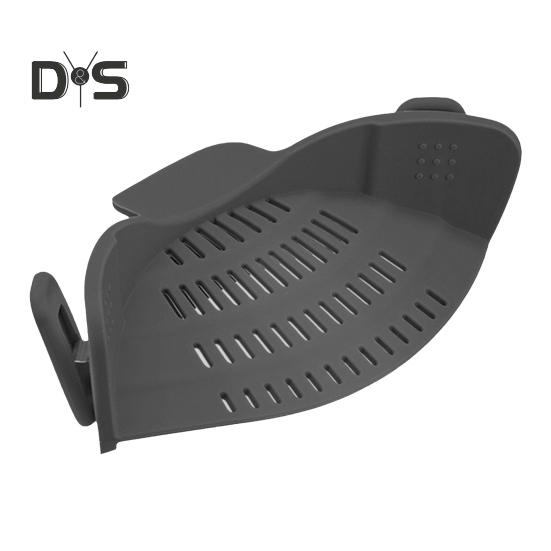 

Силиконовый зажим на кастрюле, сито, защита от проливания, корзина для слива, универсальный пищевой дуршлаг для пасты, фруктов, овощей, кухни, ресторана, пикника темно-серого