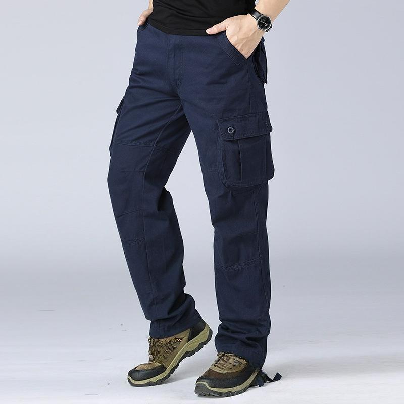Autumn and Winter Thick Casual Pants Men's Plus Size Overalls Cotton Casual Pants Men