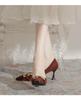 Burgunderrote spitze High Heels 2025 neu Frühling und Herbst Retro-Stil modisch und bequem vielseitig Pendler Einzel Schuhe Damen
