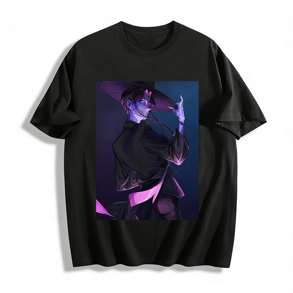 Dark Purple Heterochromia Handsome Character Print Top Trendy Street Style Loose Unisex T-Shirt Pure cotton T-shirt XXS