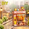 DIY 3D Wooden Mini House Puzzle Toy Fridge Magnet Handmade Animals Shop Creative Assembly Model Kit Home Decor Gifts for Friends