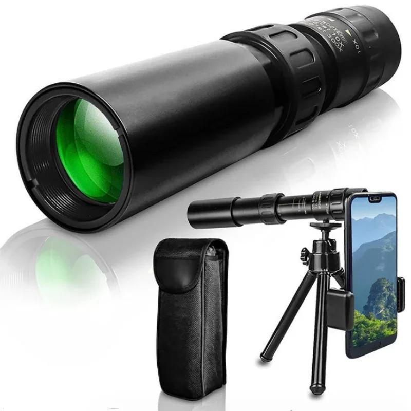 Powerful Binoculars Long Range Quality Portable 10-300X Zoom Metal HD Bak4 Professional Telescope Monocular for Hunting