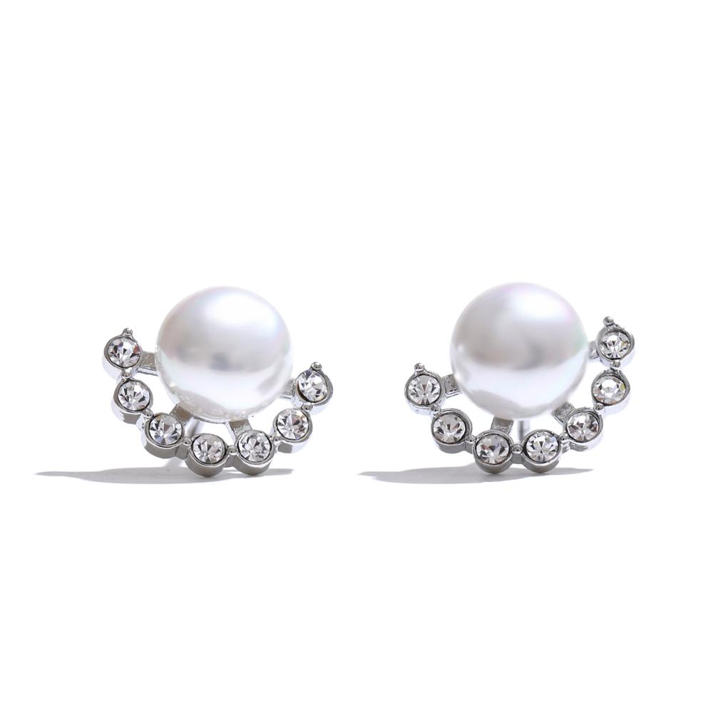 

Yhpup Delicate Smooth Simulated Pearls Zirconia Chic Stud Earrings Korean Trendy Exquisite Stainless Steel Fashion Jewelry Gift