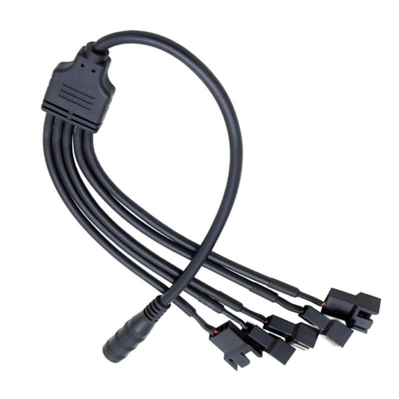 5.5mmx2.1mm Female to 4Pin PWM Fan 5Pcs Adapter Power Supply Connector Splitter Cable Cooling Management Connector