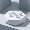 S925 Silver Gold Rhodium Plated Hollow Five Petal Flower Stud Earrings Women's Simple Niche Zircon Minimalist Cross-border
