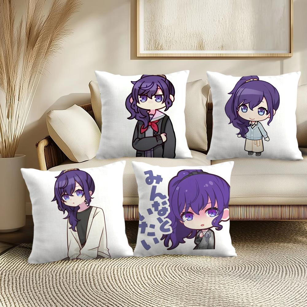 A-Asahina Mafuyu Chibi Cushion Cover Soft Short Plush Pillow Cover Smooth Cozy Texture Aesthetic Cushion Case Home Decor