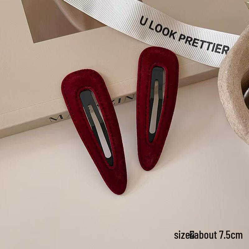 French Retro Red Cloud Waterdrop Hair Clip for Women - 2025 Temperament BB Side Clip Headwear