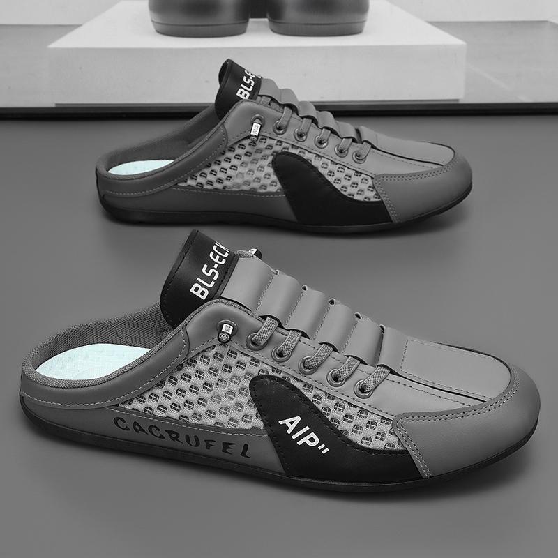 

Мужские дышащие сетчатые кроссовки без застежек - легкие повседневные кроссовки с воздушной подушкой для прогулок/тренировок/повседневного использования, нескользящая летняя обувь 42 серый