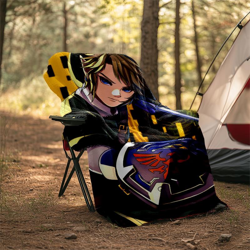 1pc Game Zelda Theme Blanket - Digital Print, Polyester, Cozy for All Seasons, Perfect for Outdoor, and Travel