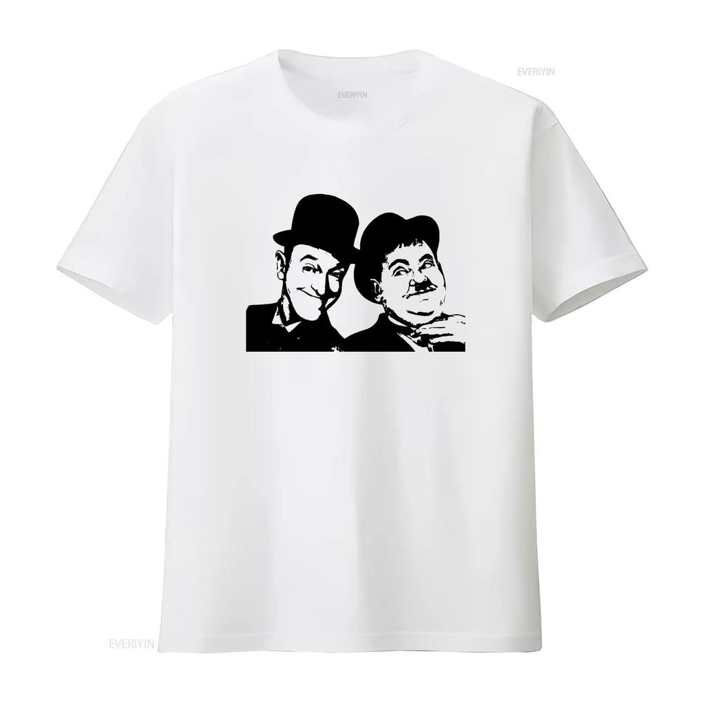 Laurel N Hardy Face Vector Funny Movie Retro Friend Happy T Shirt New Long Or S Vintage Washed Top For Everyday Wear Soft