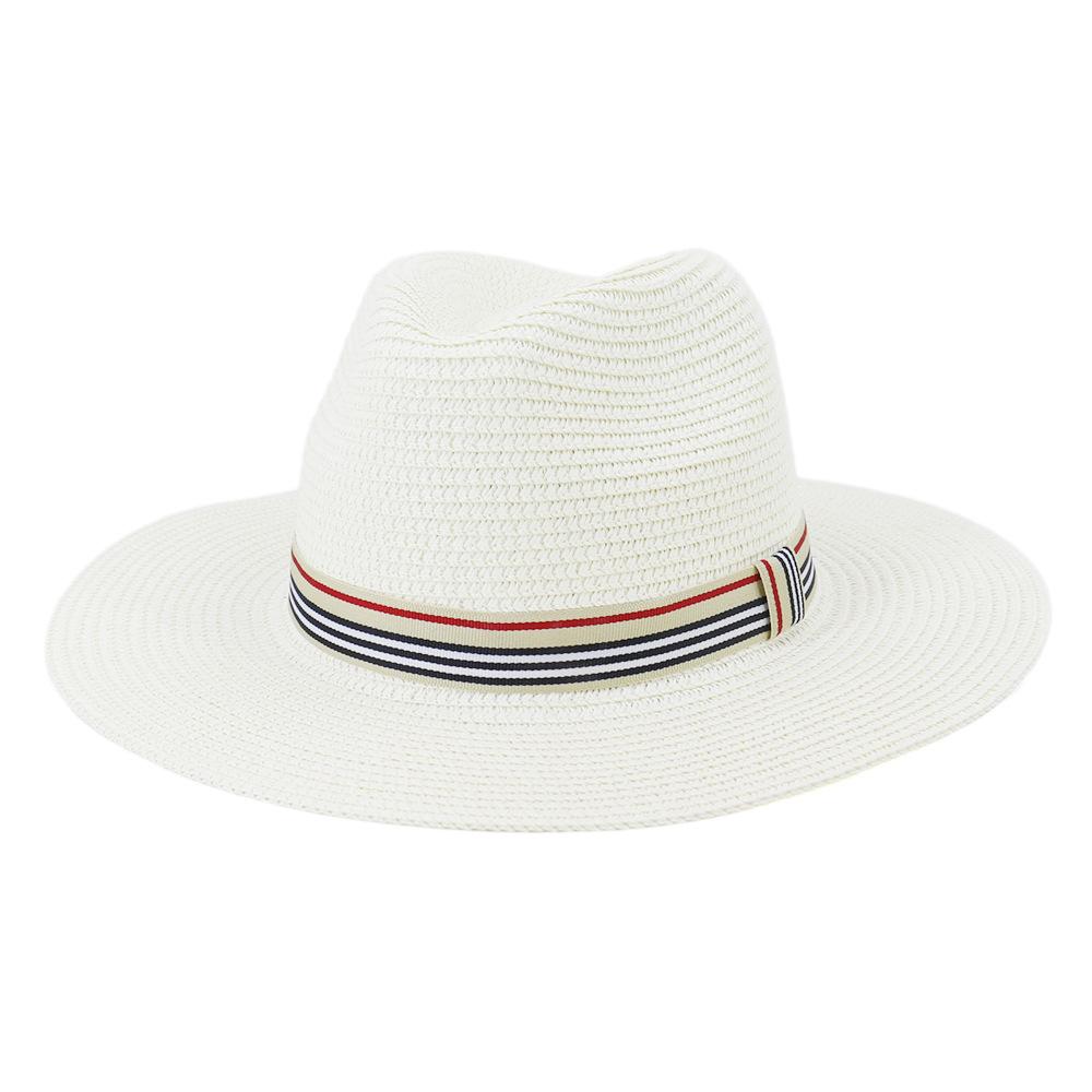 Women Wide Brim Sun Hats 2021 Spring Summer Fashion Panama UV Sun Protection Beach Straw Cap Men Outdoor Casual Jazz Cap