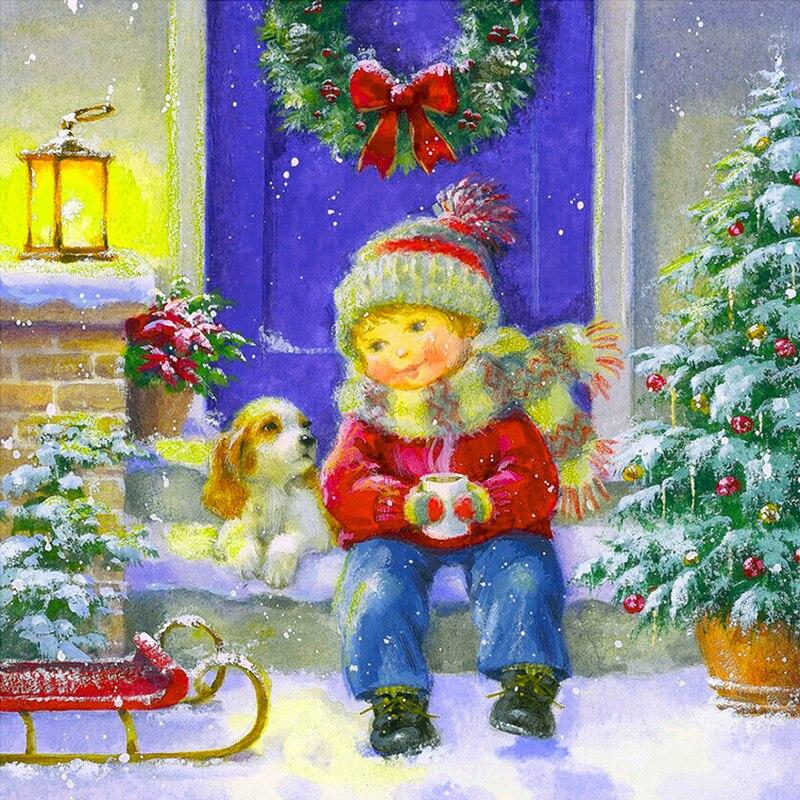 5D DIY Diamond Painting Christmas Gift Home Decor Full Round Diamond Mosaic Embroidery Cross Stitch Kits Snow and Child