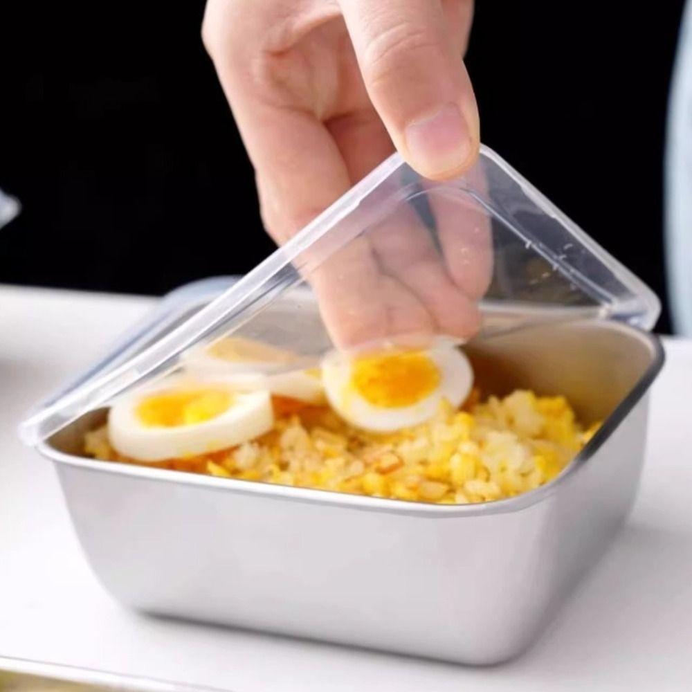 6Pcs with Lid Preservation Box Convenient Food Grade Sealed Box Stainless Steel Food Plate  Kitchen