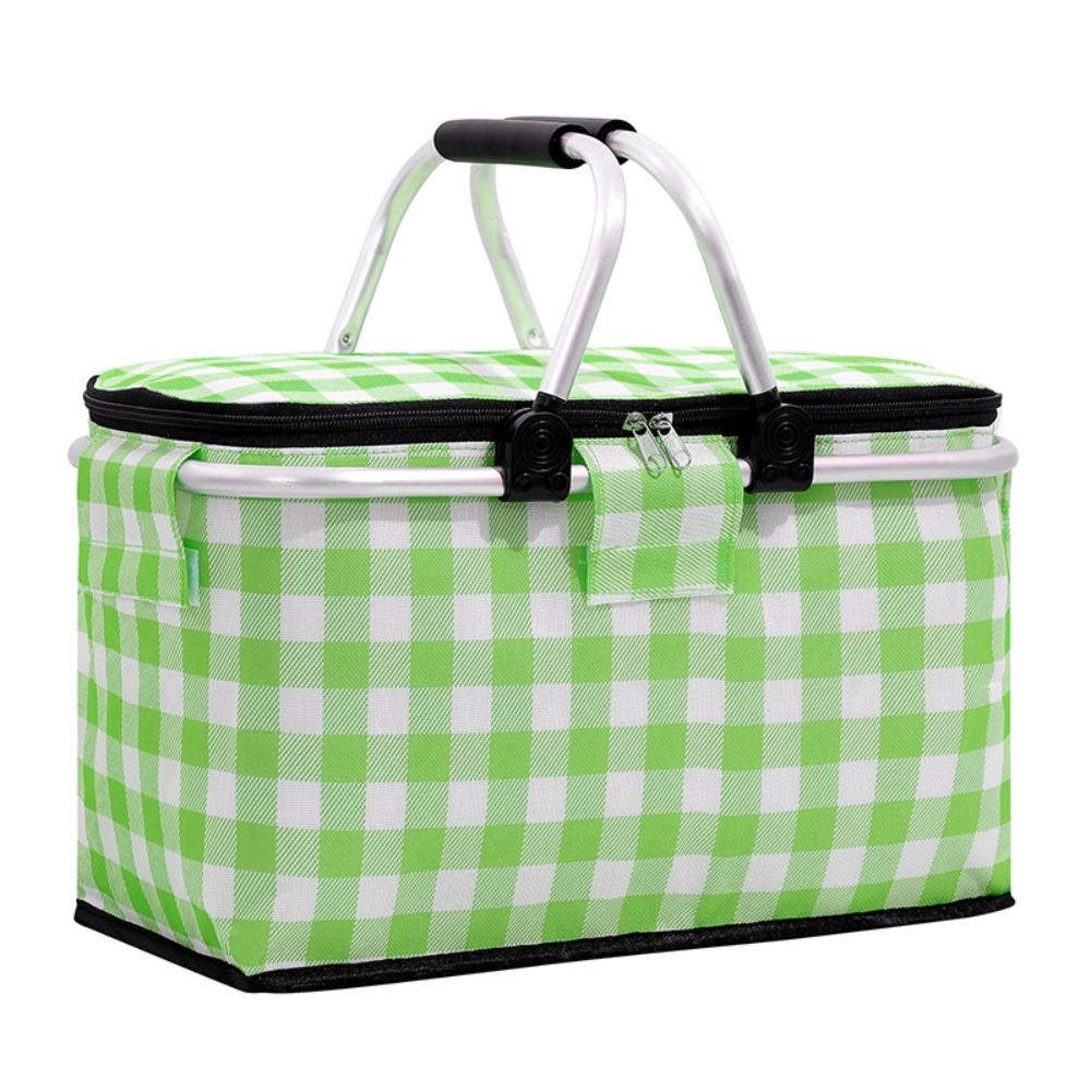 

Colorful Plaid Travel Thermal Bag Large-capacity Camping Insulated Bags Outdoor Picnic Bag Work Green Plaid