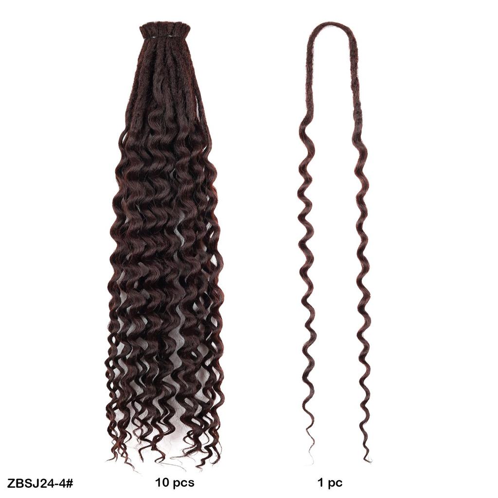 10pcs/lot Crochet Hair Afro Braiding Hair Extension 24Inch Crochet Box Braids Straight To Curly Ends Hair Synthetic Black Braids For Women