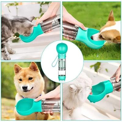 Dog Water Bottles for Walking,4 In 1 Portable Bottle Dispenser Leakproof Dog Travel Water Bottle with Food Container & Waste Bag