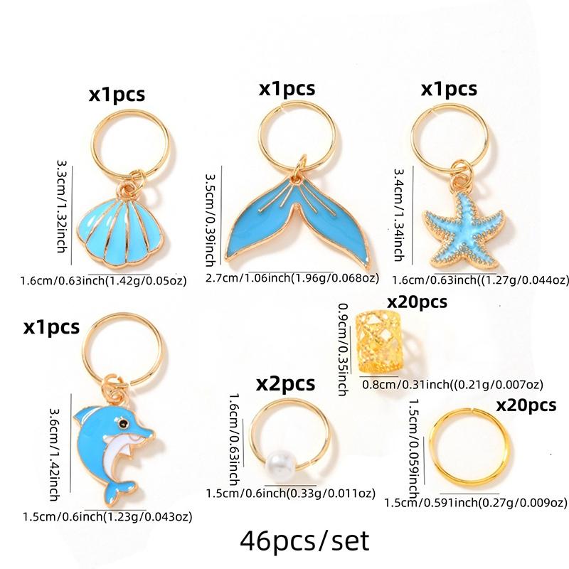 1Set Starfish Conch Pendant Artificial Pearl Summer Y2K Dreadlock Hair Jewelry Accessories For Braids For Girls Music Festival