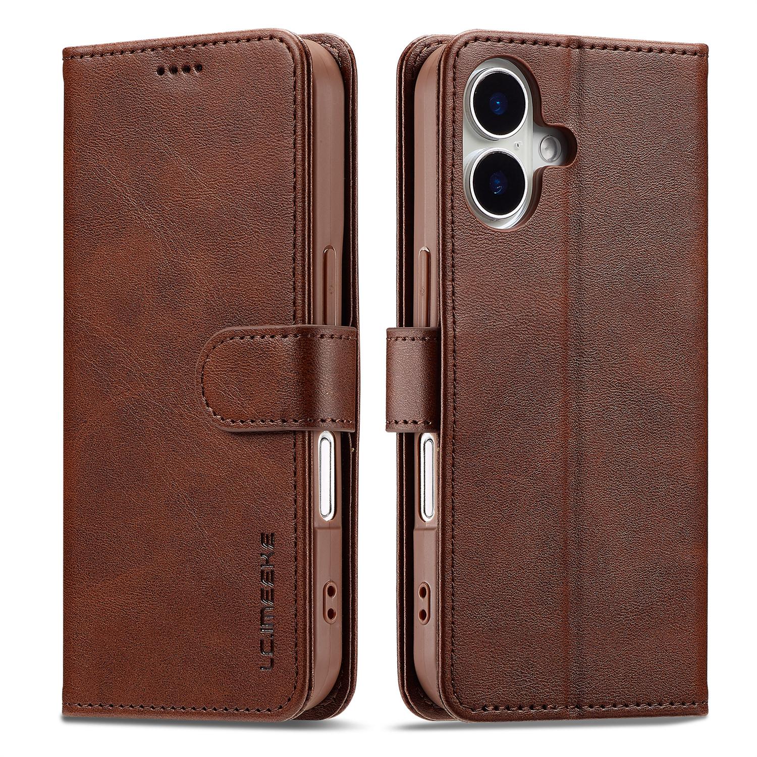 

LC.IMEEKE For iPhone 17 Case Calf Texture PU Leather Stand Wallet Phone Cover