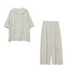 Women's Loose Two-Piece Pant Suit Short Sleeve Zip Up Hooded Jacket Wide Leg Pants Elegant Commuter Plus Size Matching Outfit Set