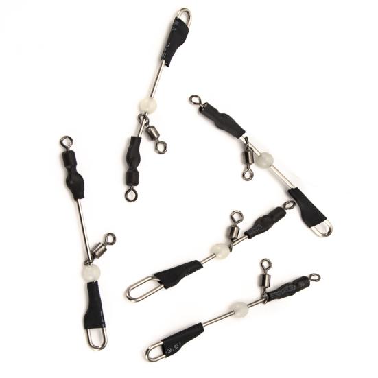 Stainless Steel Wire Balance Fishing Swivel, Heavy Duty Fishing Line Lures Connector, 3 Way Rings Rolling Swivels with Glow Bead, Fishing Accessories