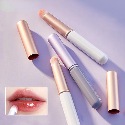 Portable Round Head Lip Brush Professional Mini Concealer Smudge Brush With Cover For Women Girl Makeup Tool