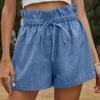 2024 Summer Cotton Linen Women Wide Leg Shorts  High Waist Casual Drawstring Pants For Women Loose Ruffled Lady Clothes 30773