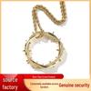 European Retro Thorn Crown Pendant Necklace with Zircon Inlays - Hip Hop Jewelry Design