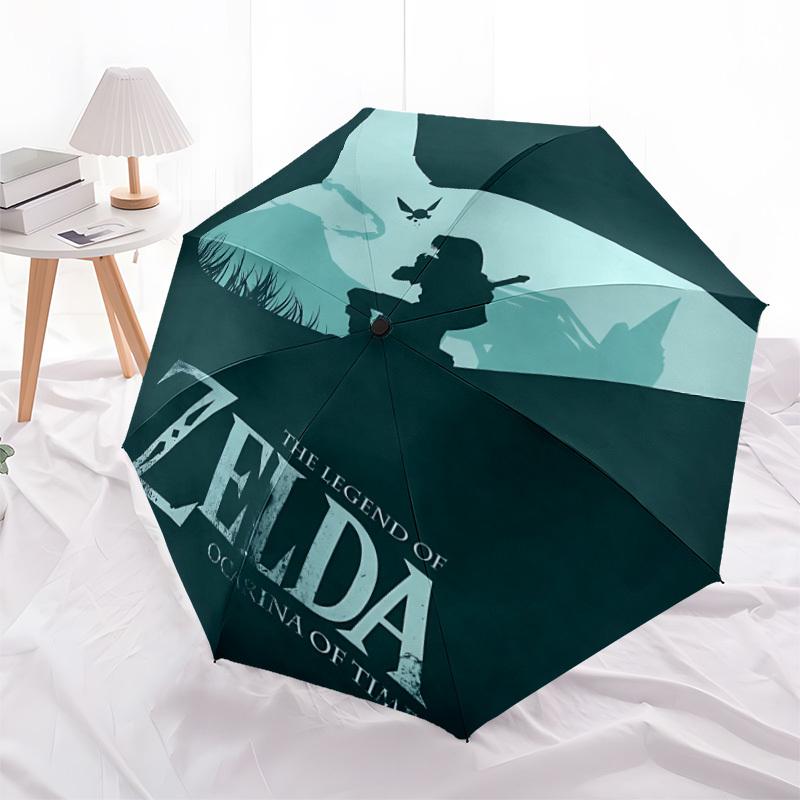 Legend Zelda Automatic Windproof Folding Umbrella, Compact Travel Umbrella for All Occasions, Cartoon Portable Compact Umbrella A0823040