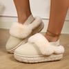Fashion Women Indoor Fluffy Slippers Thick Sole Winter Warm Shoes Couples Fur Keep Warm Comfortable Shallow Slippers Women Slides Women
