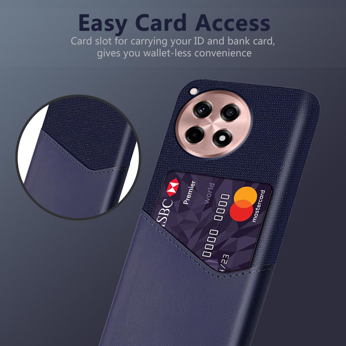 

For OnePlus Ace 3 5G/12R 5G Case Cloth Texture PU Leather+PC Card Holder Phone Cover Orange