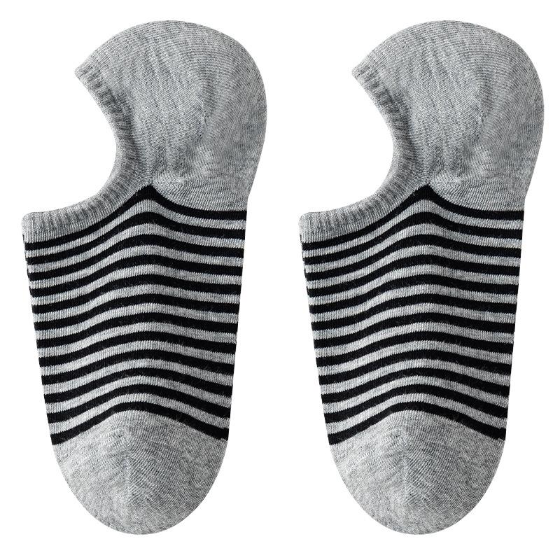 Women's Summer Striped Socks, Sweat-absorbing and Odor-proof Cotton Socks, Non-dropping Heel Invisible Socks, Boat Socks, Short Socks
