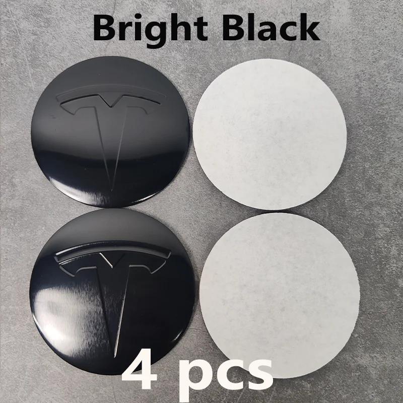 Tesla Model 3/Y/S/X 4Pcs 56mm Hub Cap Logo Stickers - Waterproof Durable Wheel Center Decals Car Protector Accessories