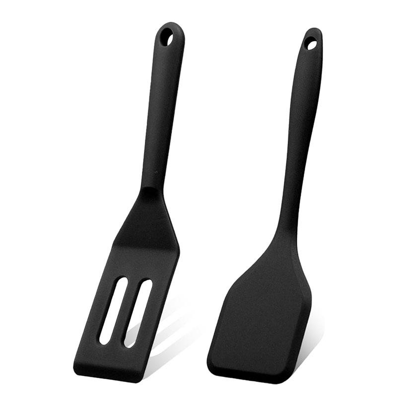 2pcs Mini Silicone Brownie Serving Spatula Set Heat Resistant Cooking Spatula for Flip Eggs Crepe Steak Pizza Kitchen Utensil