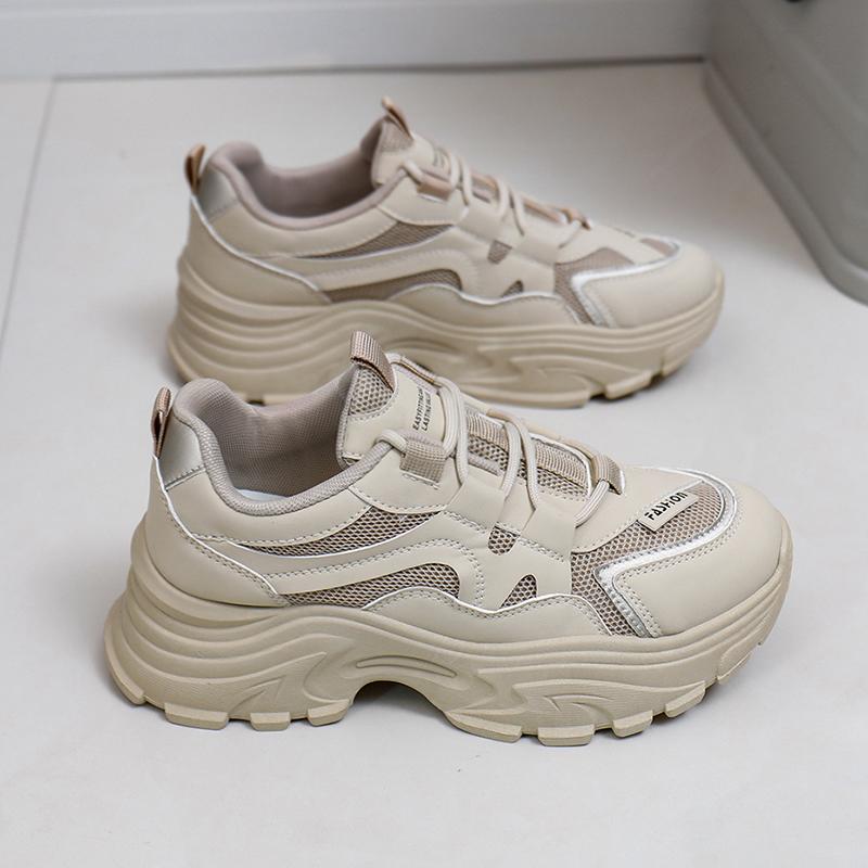 CRLAYDK 2024 New Women's Chunky Sneakers Lace Up Platform Mesh Walking Shoes Fashion Casual Wedge Sport Dad Running Tennis