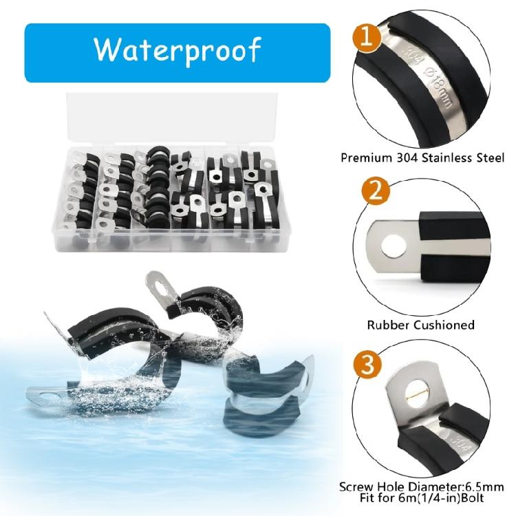 Assorted Steel Rubberized Cable Clamps Cable Management Set Multipurpose Wire Clamps Set for Professional Cable Handling