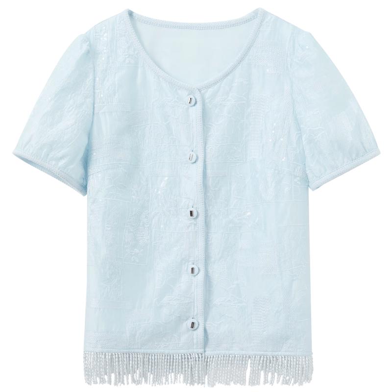 Sancai Women s Plus Size Lyocell Embroidered Cardigan Top XL