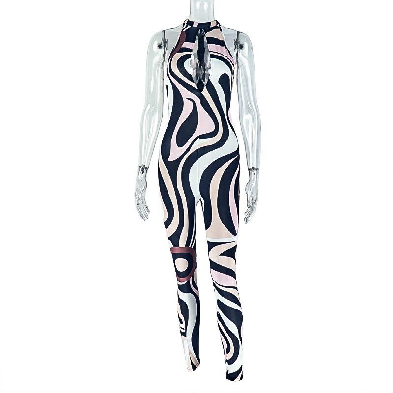 

Fashion Style Stylish Women s Printed Wear Cut Out Silm Sheath Jumpsuit Sleeveless Zebra Pattern Long Jumpsuit Fashion Zebra Pattern S